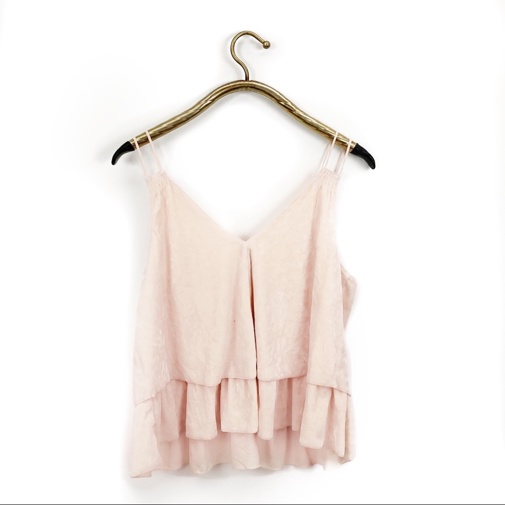 Aerie pink velvet ruffle tank - Picture 2 of 8